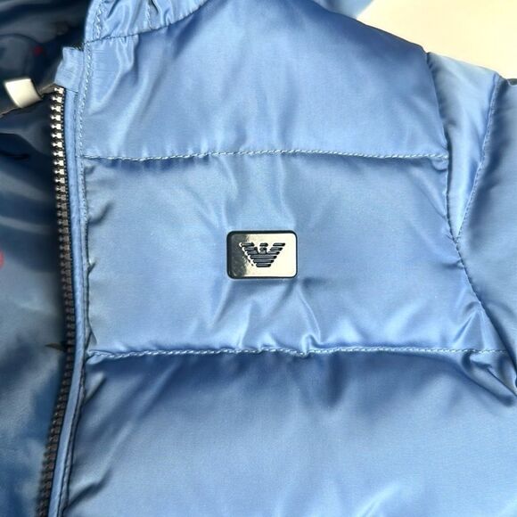 Emporio Armani Baby Boy’s Hooded Down Puffer Jacket Blue and Gray 18 months - Picture 8 of 13